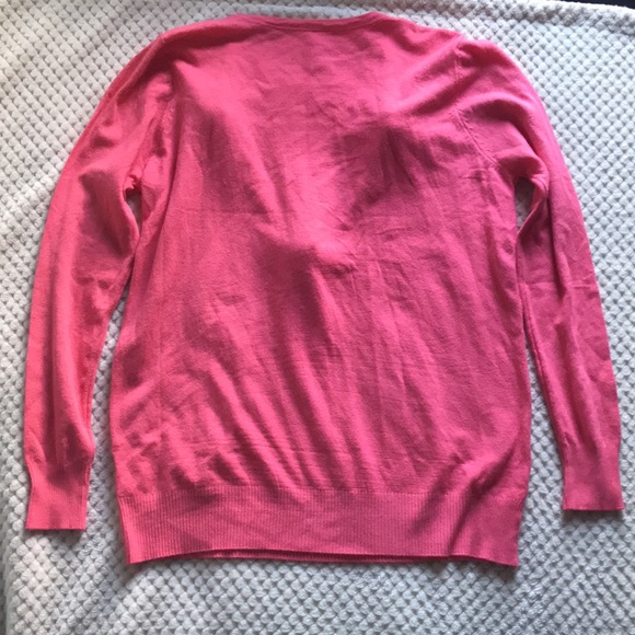 Emily Stacy thin pink sweater w/multicolored stones and pink fuzzy balls Size L - Picture 2 of 9